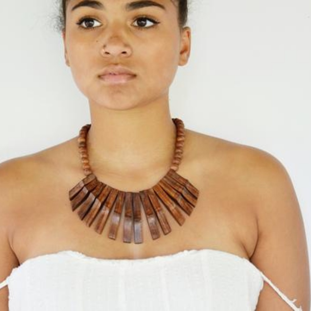 Classic Wood Statement Necklace